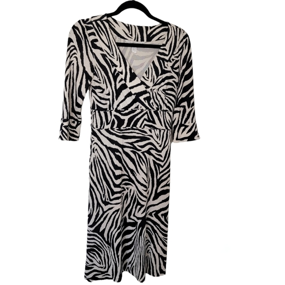 Diane Von Furstenberg Silk Zebra Print Midi Dress - Picture 1 of 7